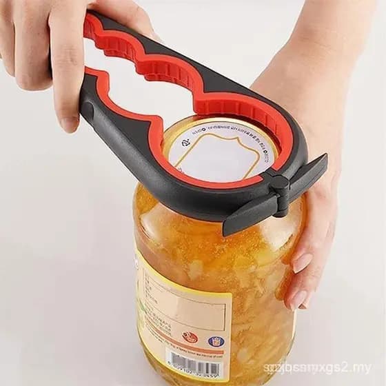 Abridor de latas durável 4 em 1, embalagem individual, abridor de latas manual, adequado para idosos, pacientes com artr