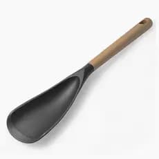 Colher de cozinha com cabo de madeira, colher para panela antiaderente de tamanho 1/2, utensílios de cozinha, espátula.