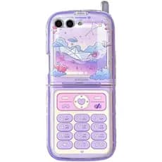 Capa feminina para Samsung Galaxy Z Flip 6 com estampa de barco roxo, capa adorável com suporte oculto, design criativo