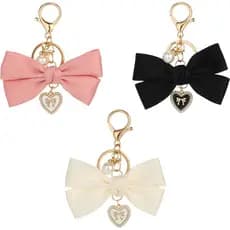 Conjunto de 3 Pingentes para Bolsa, Laço Rosa, Charm para Bolsa, Chaveiro, Laço Fofo, Chaveiro para Carro, Anel de Chave