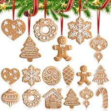 12 Peças de Enfeites de Biscoito de Gengibre, Decorações Divertidas para Árvore de Natal, Enfeites em Forma de Floco de