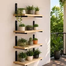 Kit 4 Prateleiras Decorativas Industrial para Porta Temperos Vasos de Plantas 50x20 Pinus Natural