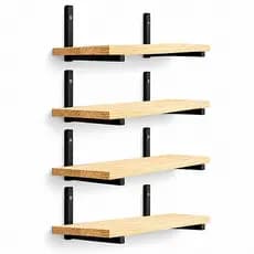 Kit 4 Prateleira de Madeira Multiuso Mão Francesa Inversa Ideal Para Cozinha Quartos Porta Utensilio