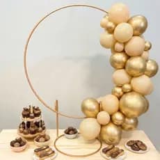 Mini Arco de Mesa Redondo 50cm Dourado Festas Eventos Decoração Aniversários Mini Tables Pegue Monte
