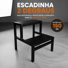 Escadinha Multiuso Doméstica 2 Degraus Apoio Maca Estética Salão Alumínio Leve Antiderrapante - 40cm