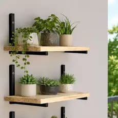 Kit 2 Prateleiras Multiuso Pinus 50x20cm com Mão Francesa Invertida em Aço Reforçado + Parafusos