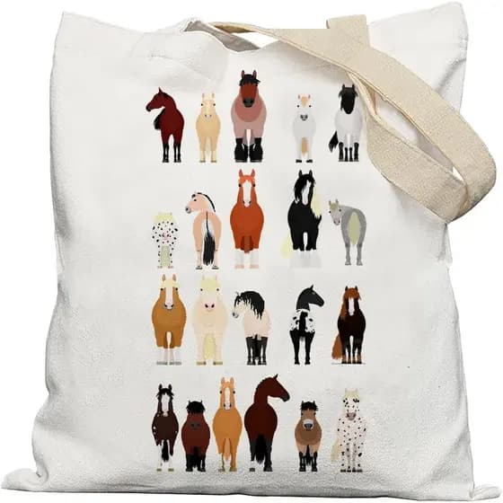 Bolsas de Lona com Estampa de Cavalo - Bolsa de Lona para Mulheres, Presentes com Tema de Cavalo, Sacolas de Compras Reu