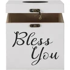 Capa para Caixa de Lenços Bless You, Capa Quadrada de Madeira para Caixa de Lenços, Suporte de Papel Higiênico Estilo Fa