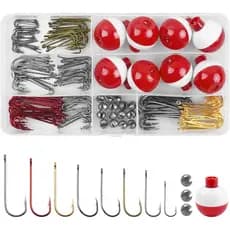 Kit de Equipamentos de Pesca para Iniciantes, 215 peças em Caixa Organizada, Inclui Boias de Pesca, Anzóis, Chumbadas, K