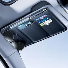 Organizador para Visor de Carro, Porta-Óculos de Sol e Cartões em Couro Premium para Carros, Compartimento para Document