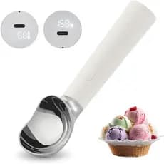 Colher de Sorvete Aquecida Recarregável, Colher Elétrica para Sorvete com Display LED, Aquece até 158°F ° F para Sorvete