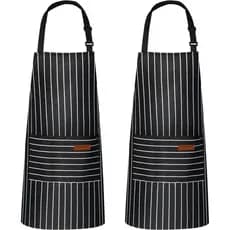 Aventais de Cozinha VALOME, Pacote com 2 Aventais para Cozinhar com 2 Bolsos, Aventais de Chef Unissex com Alça de Pesco