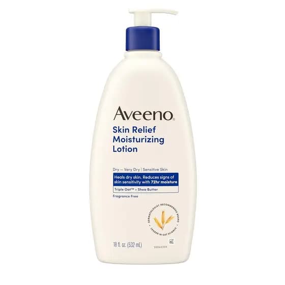 Loção Hidratante Aveeno Skin Relief para Pele Muito Seca e Sensível, Loção Corporal de Rápida Absorção com Fórmula Calma