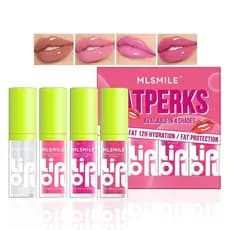 Conjunto de Óleos Labiais Volumizadores em 4 Cores, Óleo Labial Hidratante com Brilho e Aplicador Grande, Gloss Labial T