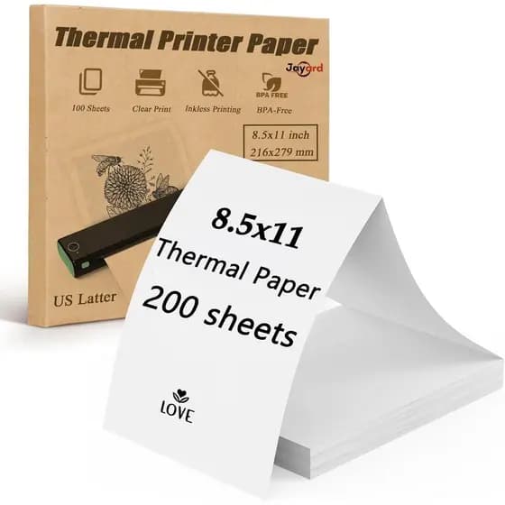 Papel Térmico para Impressora 8,5 X 11, 200 Folhas de Papel Térmico Dobrável para Trabalhos Escolares, Contratos e Fatur