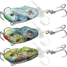 Isca de Pesca de Superfície Handing, 3 Peças, Isca para Pesca de Robalo com Anzol Mustad, Isca Artificial Realista para