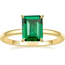 Anel de Noivado em Prata Esterlina 925 com 3CT para Mulheres, Solitário com Esmeralda Verde Criada, Anel Simples de Prom