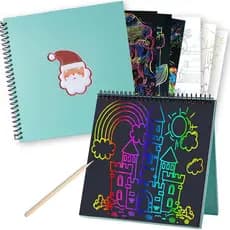 CAGIE Scratch Art para Crianças de 8 a 12 Anos, Blocos de Desenho com Capa Dura, Caderno de Desenho para Conjunto de Pin