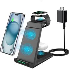 Estação de Carregamento Sem Fio para iPhone - Suporte Carregador 3 em 1 ADADPU para iPhone 17 16 15 14 13 12 11 Pro Max