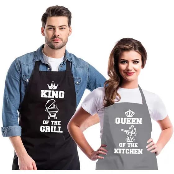 Aventais Engraçados para Casais, Conjunto de Aventais para Ele e Ela, Aventais de Cozinha com 2 Bolsos para Cozinhar, Gr