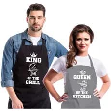 Aventais Engraçados para Casais, Conjunto de Aventais para Ele e Ela, Aventais de Cozinha com 2 Bolsos para Cozinhar, Gr