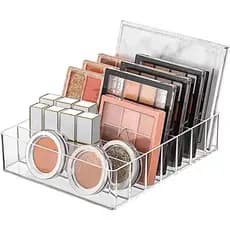 Organizador de Maquiagem em Acrílico Transparente WECHENG para Paletas de Sombra, Organizador de Cosméticos com 7 Compar