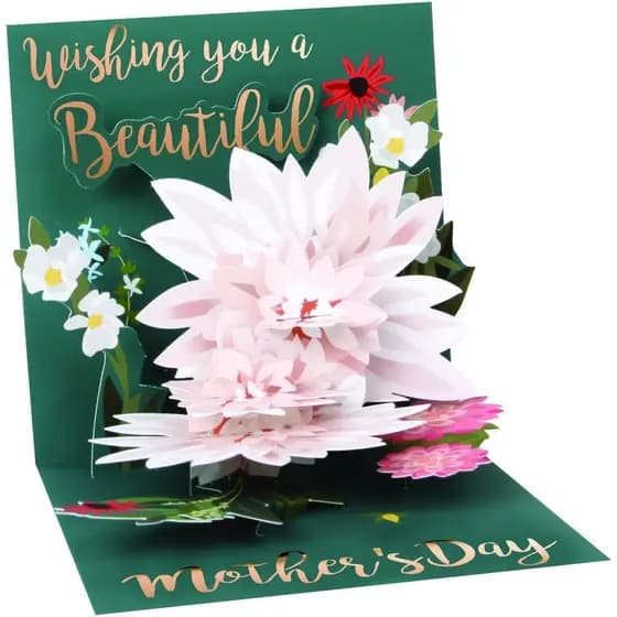 Cartão de Saudação para o Dia das Mães com Tesouros Pop-Up de Papel - Desejos Bonitos.   ZXIL