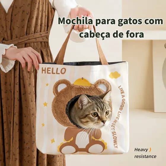 Cat Outing Bolsa Halter Lona Respirável Pet Bolsa Pequeno Animal de Estimação Bolsa de Ombro Portátil