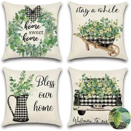 Capas de Almofada Impermeáveis para Exterior OTOSTAR, Pacote com 4, Decorações de Primavera para Casa, Capas de Almofada