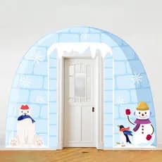 Decorações de Porta para Festa Temática de Inverno/Iglu, Faixa para Cabine de Fotos com Tema do Polo Norte de Inverno, A