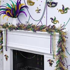 Guirlanda de Mardi Gras de 6 pés, roxa, verde e dourada com glitter, decorações suspensas de Mardi Gras para porta da fr