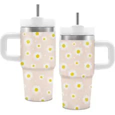 Presentes de Margaridas para Meninas e Mulheres, Copo Térmico Fofo de Margaridas com Alça para Crianças 14oz, Presentes