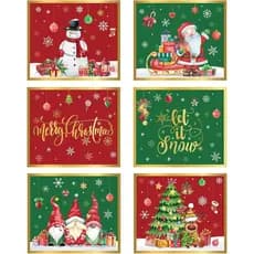 Conjunto de 6 Sousplats de Natal Kajaia, Sousplats de Plástico para Mesa de Jantar de Natal de 14 x 12 Polegadas, Souspl