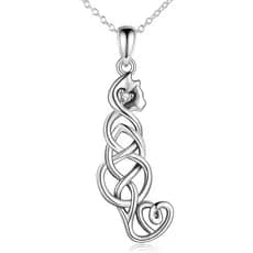 ONEFINITY Sterling Silver Cat Necklace Celtic Knot Viking Jewelry Crazy Cat Lady Gifts for Cat Lover for Women Her