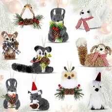 Aoriher 10 Peças de Enfeites de Natal com Tema de Animais da Floresta, Enfeites Suspensos de Madeira para Decoração de Á