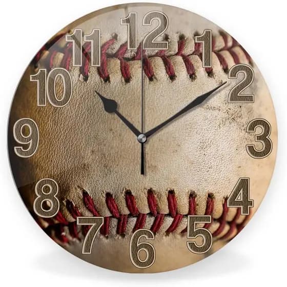Relógios de Parede com Tema Esportivo Silenciosos e Sem Tique-Taque, Relógio de Parede Vintage de Beisebol, Relógio de P
