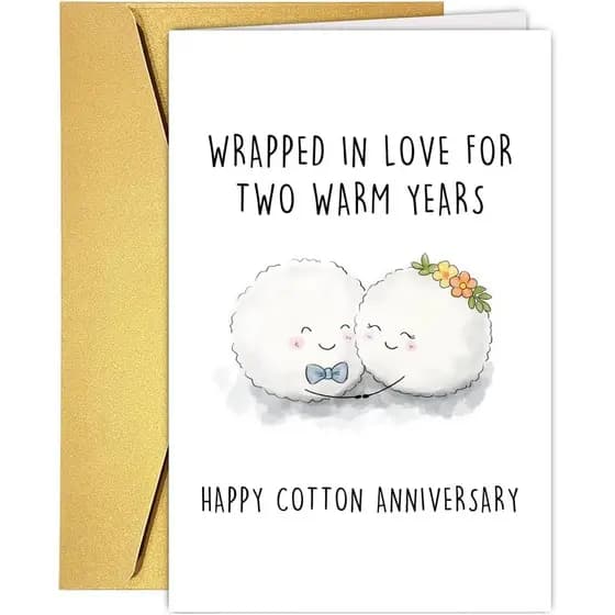 Cartão Fofo de 2º Aniversário para Ele/Ela, Cartão Doce de 2º Aniversário para Marido, Esposa, Parceiro(a), Cartões Ador