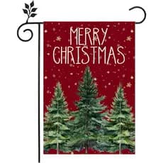 Christmas Garden Flag 12x18 Inch Double Sided Outside, Christmas Trees Winter Snowflake Holiday farmhouse Yard Outdoor F