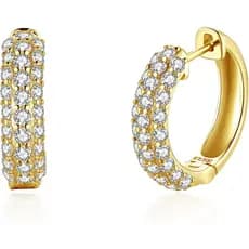Argolas Bold CZ Pequenas e Grossas com Pavê |   Vermeil de Ouro 18K |   Mini Brincos de Argola Larga com Zircônia Cúbica