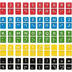 50 Peças de Blocos de Alfabeto, Números e Pontuação em Braille com Pontos em Relevo de Madeira, Ferramentas de Aprendiza