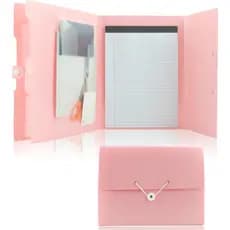 Pastas de Arquivo Expansíveis Rosa com um Caderno, Organizador de Recibos Expansível, Pastas de Arquivo Tipo Acordeão, O