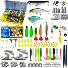 Caixa de Equipamentos de Pesca com Iscas Inclusas, Kit de 145 Peças de Iscas de Pesca com Jigs, VIBs, Minnows, Iscas Mac