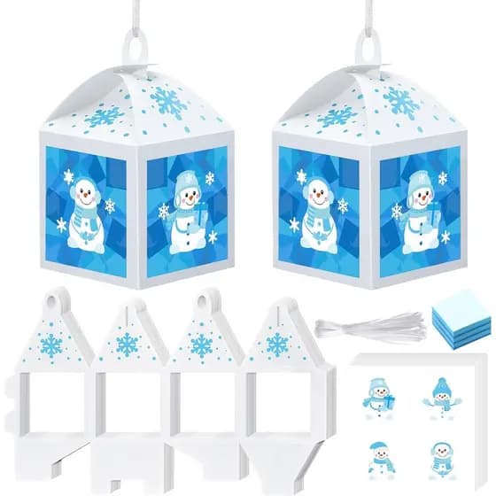 Yaomiao 12 Conjuntos de Artesanato de Papel de Seda com Tema de Boneco de Neve para o Inverno, Kits para Fazer Suas Próp