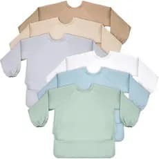 Jeyiour Kit com 6 Babadores de Manga Longa para Bebês, Babadores à Prova de Sujeira, Laváveis, Impermeáveis, para Bebês