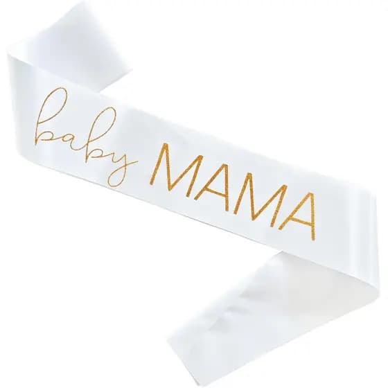 Faixa "Baby Mama" da Magnusson's Garden para Chá de Bebê, Faixa para Futura Mamãe para Revelação de Gênero, Menino ou Me