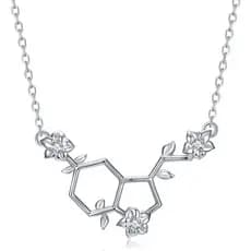 Colar da Felicidade com Serotonina para Mulheres - Joia de Prata Esterlina 925 com Molécula Química