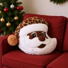 Almofada de Papai Noel Preta, Decorações de Natal Afro-Americanas, Almofadas Decorativas para Sofá, Decoração para Adult