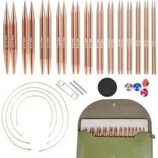 Conjunto de Agulhas de Tricô Circulares de Metal LucyPhy, Conjunto de Agulhas de Tricô Intercambiáveis em Alumínio Doura
