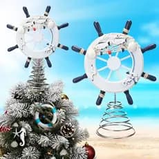 Enfeite de Árvore de Natal Natural, Decoração de Topo de Árvore Estilo Costeiro, Enfeite de Árvore de Natal de 12 Polega