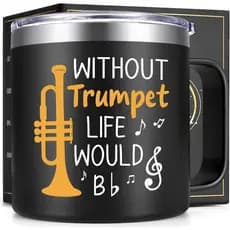 Presentes para Trompetistas Lifecapido, Sem Trompete a Vida Seria Sem Graça, Caneca Térmica de 14oz, Presente de Natal p